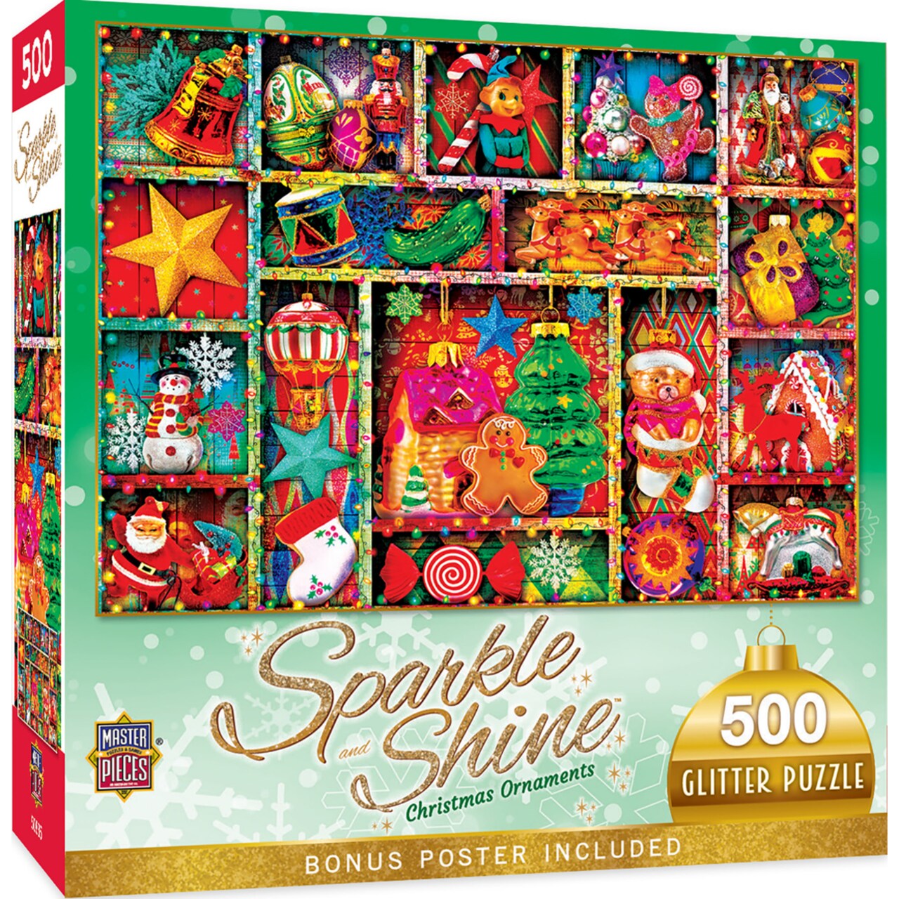 Masterpieces   500 Piece Glitter Jigsaw Puzzle - Christmas Ornaments